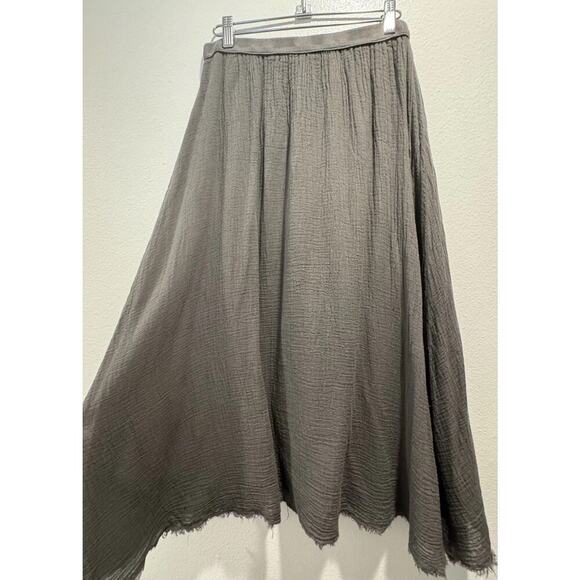 ATELIERS FRANCAIS DE CONFECTION Size TU Gray Gauze Asymmetrical Skirt Boho READ - Picture 3 of 16